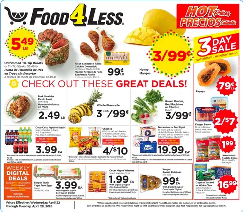 Weekly ad Food 4 Less Sales from April 22 to April 28 2026 - Page 