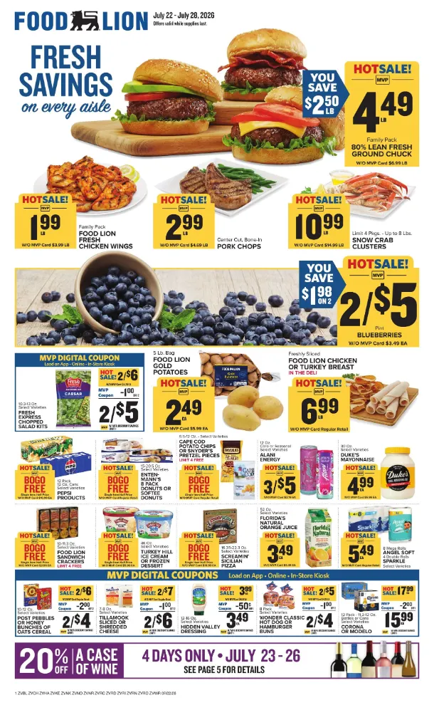 Weekly promotion Food Lion Sales spanning from July 22 to July 28 2026 - Page 1 for Catalogue 365