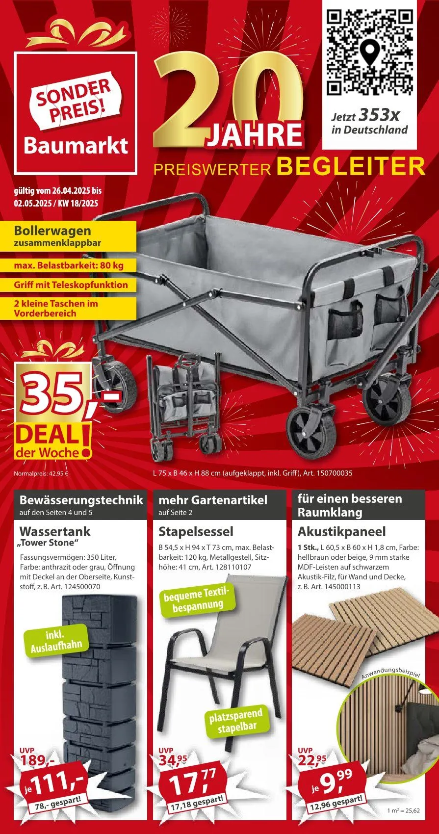 Sonderpreis-Baumarkt Prospekt von 26. April bis 2. Mai 2025 - Prospekt seite 1