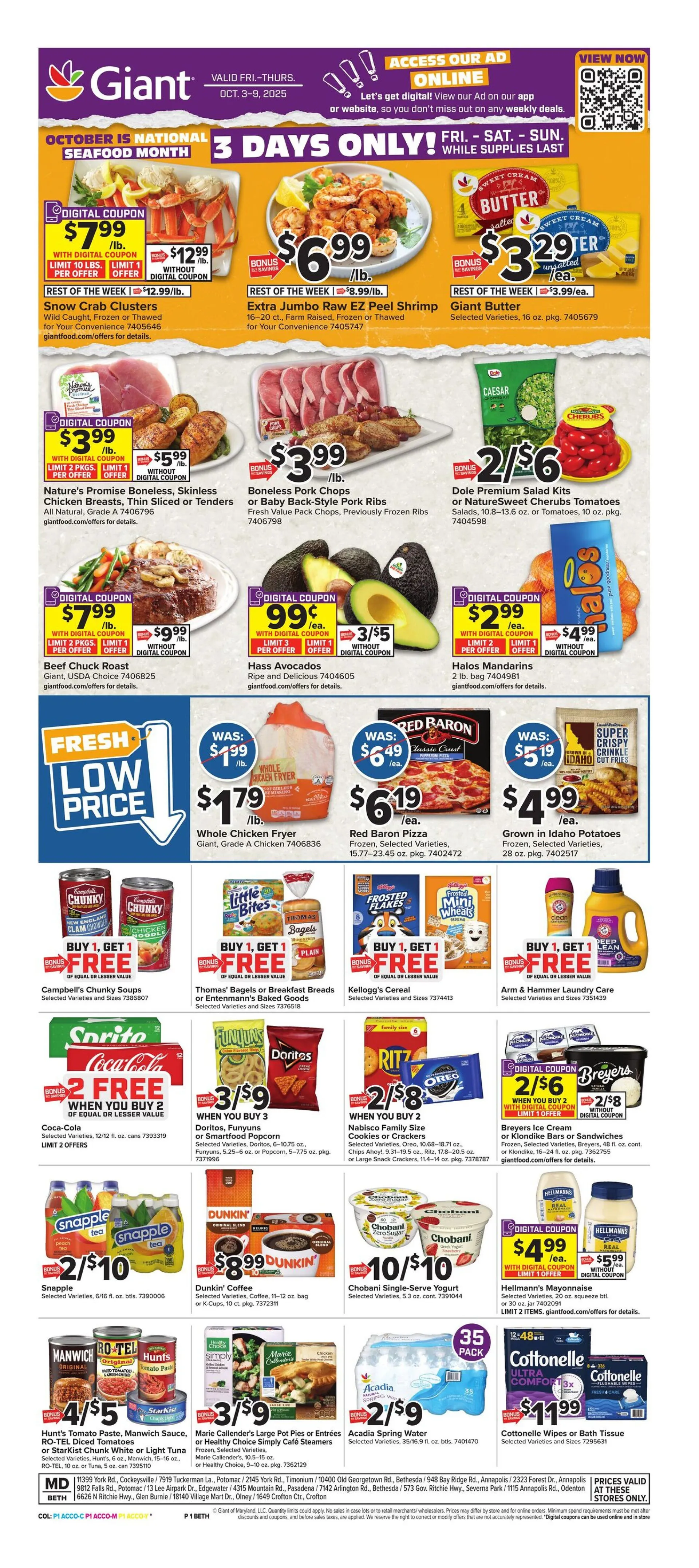 Weekly ad Giant Food Sales from October 3 to October 9 2025 - Page 1