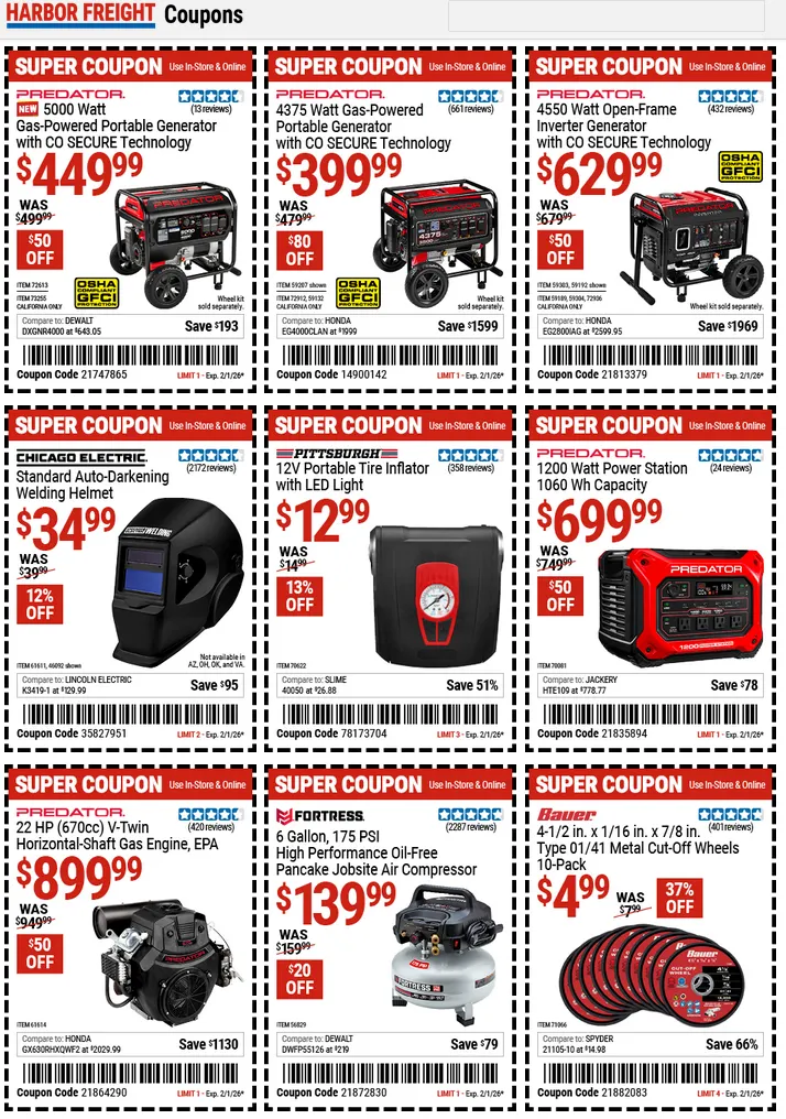 Weekly ad Harbor Freight Sales from January 21 to January 23 2026 - Page 1