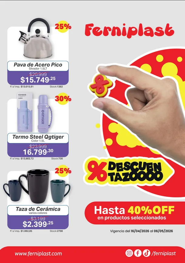 Ofertas de Ofertas Ferniplast 16 de abril al 6 de mayo 2026 - Página 1 del catálogo