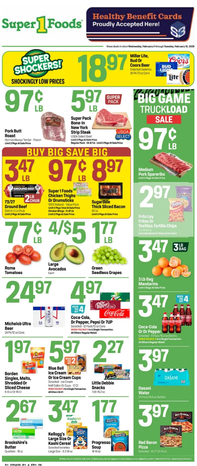 Weekly ad  Super 1 Foods Sales from February 4 to February 10 2026 - Page 1