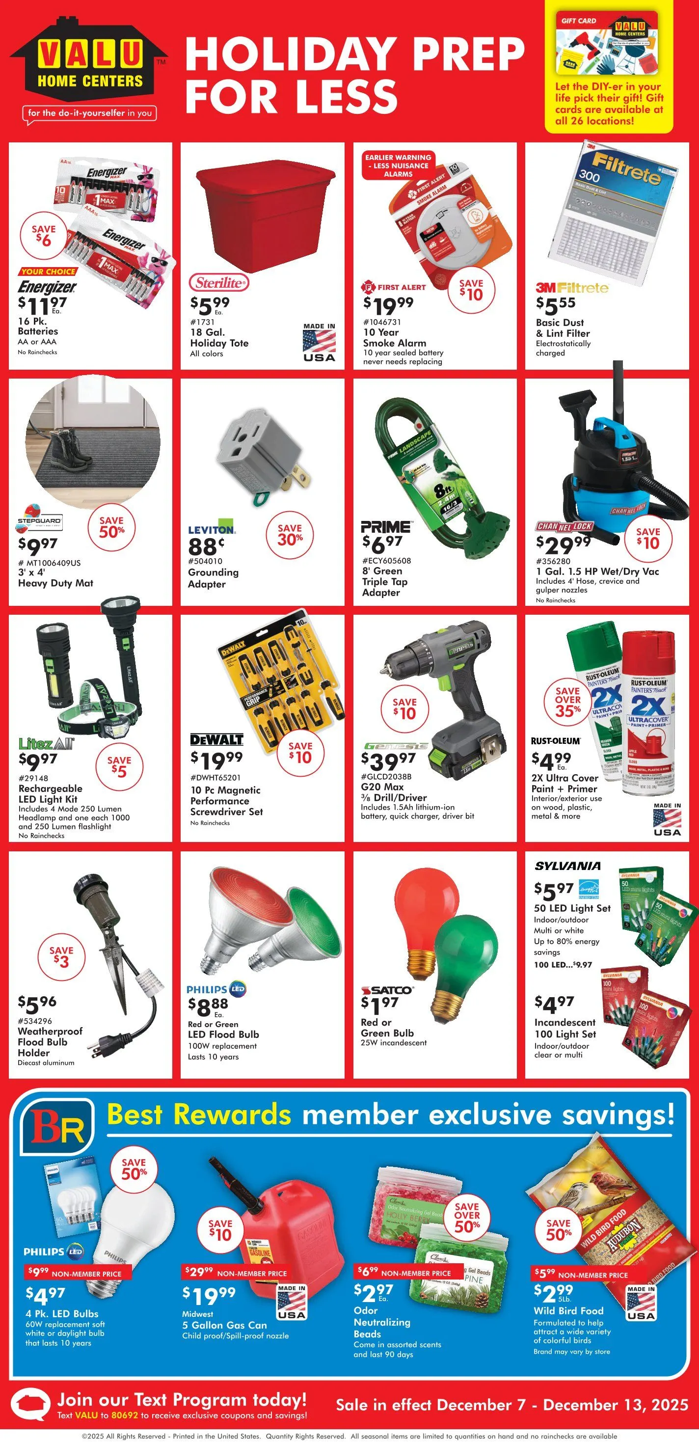 Weekly ad Valu Home Centers Sales from December 7 to December 13 2025 - Page 1