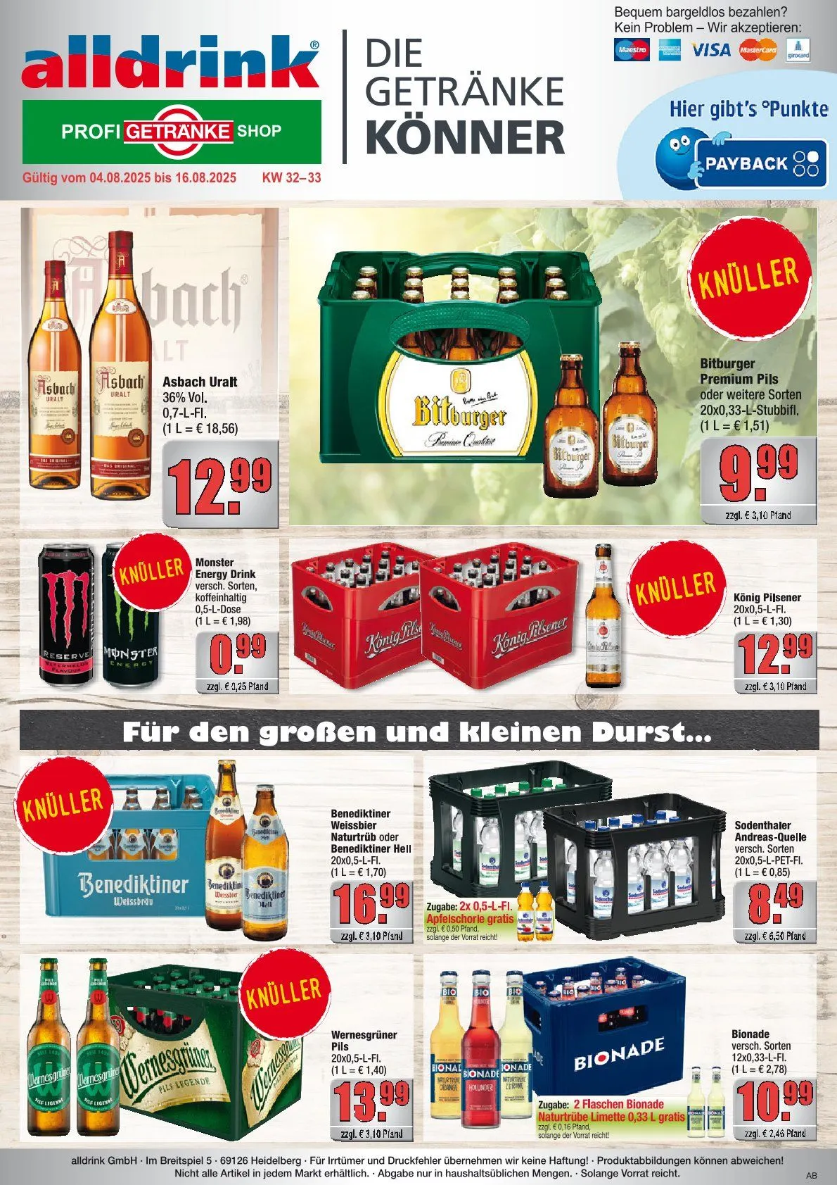 Alldrink Prospekte von 4. August bis 16. August 2025 - Prospekt seite