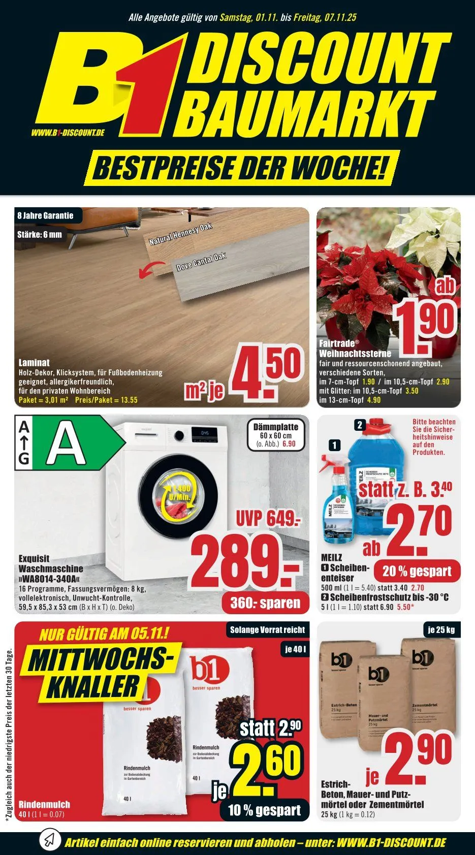 B1 Discount Baumarkt Prospekte von 1. November bis 7. Oktober 2025 - Prospekt seite