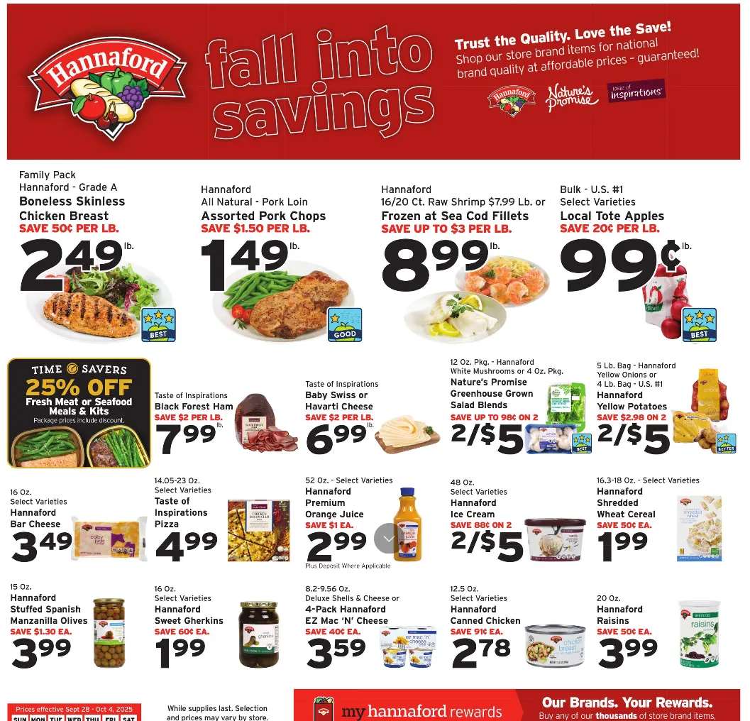 Weekly ad Hannaford Sales from September 28 to October 4 2025 - Page 1