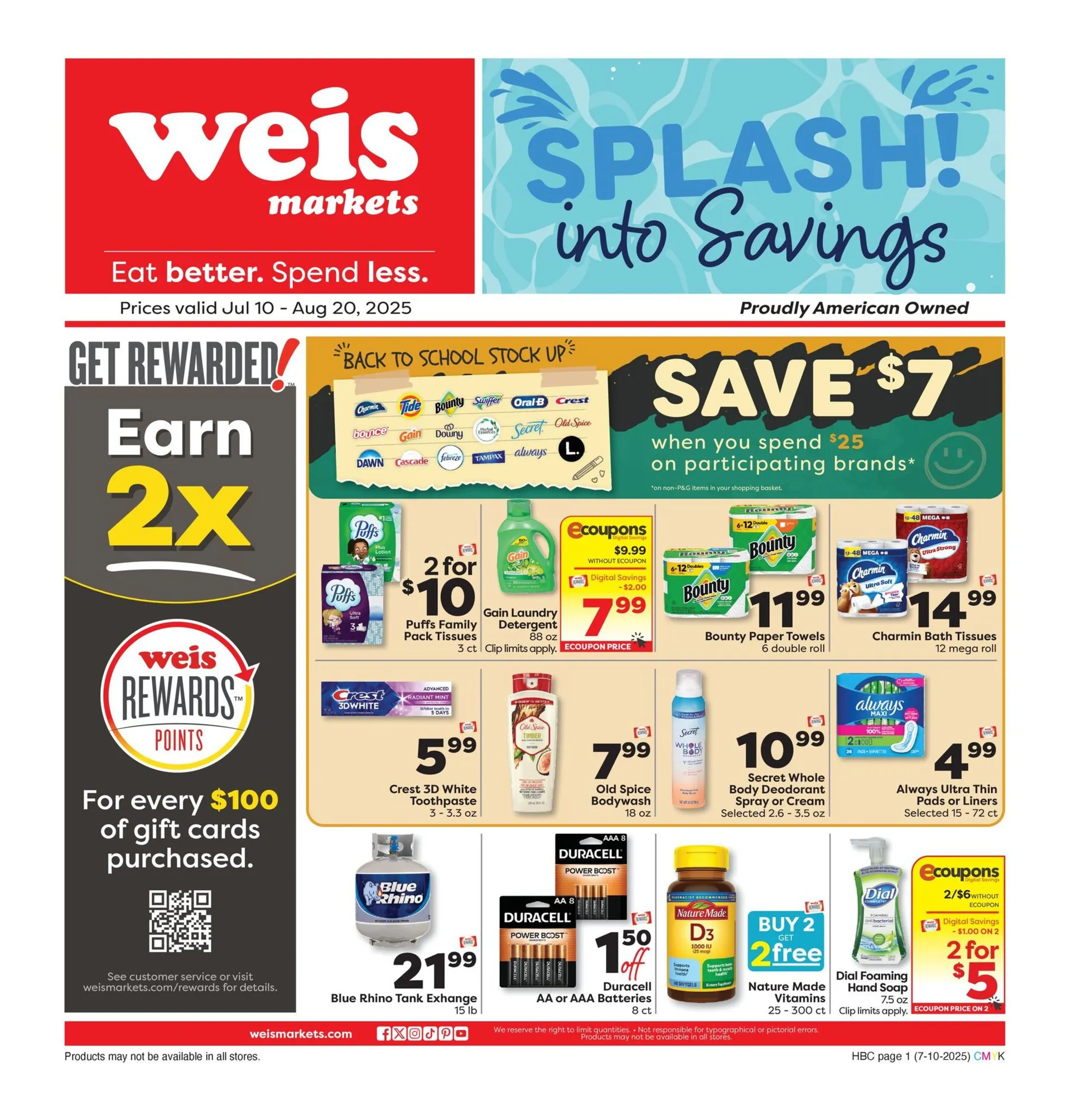 Weekly ad Weis Sales from July 10 to August 22 2025 - Page 1