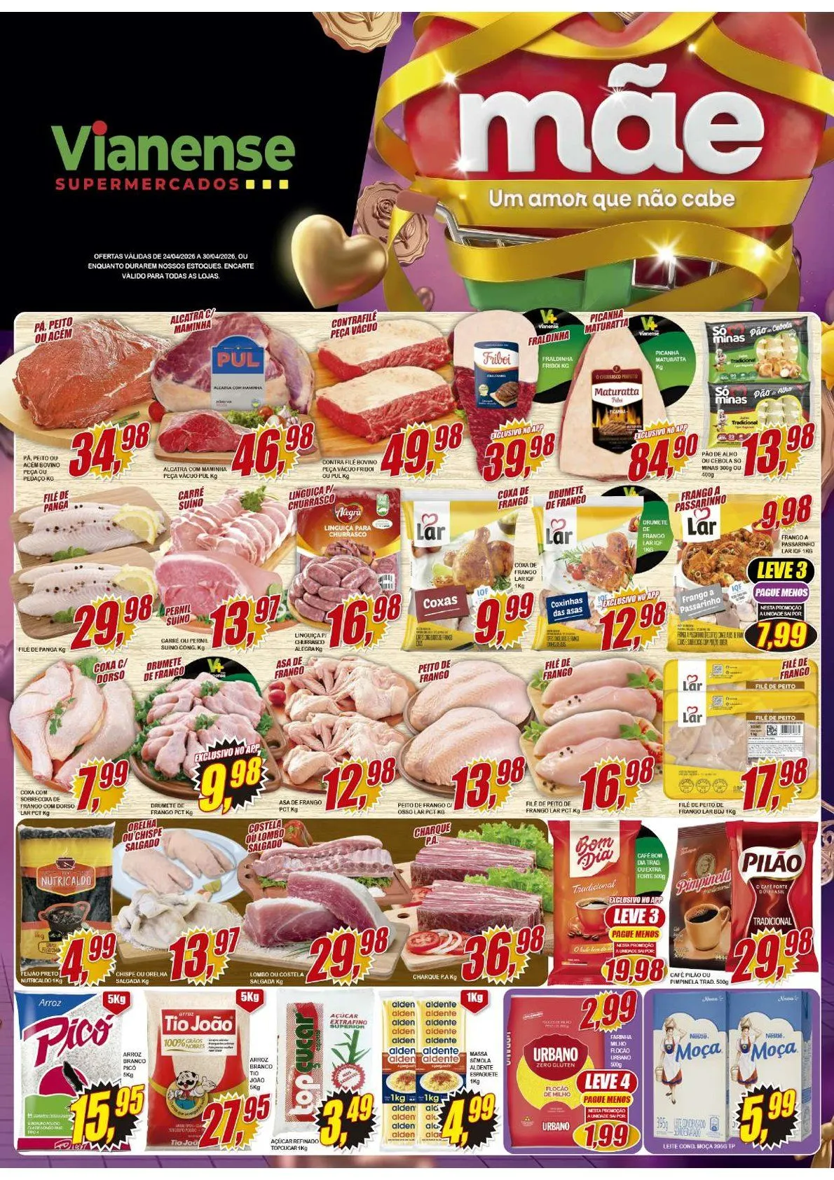 Encarte de Folhetos Vianense Supermercados  24 de abril até 30 de abril 2026 - Pagina 1