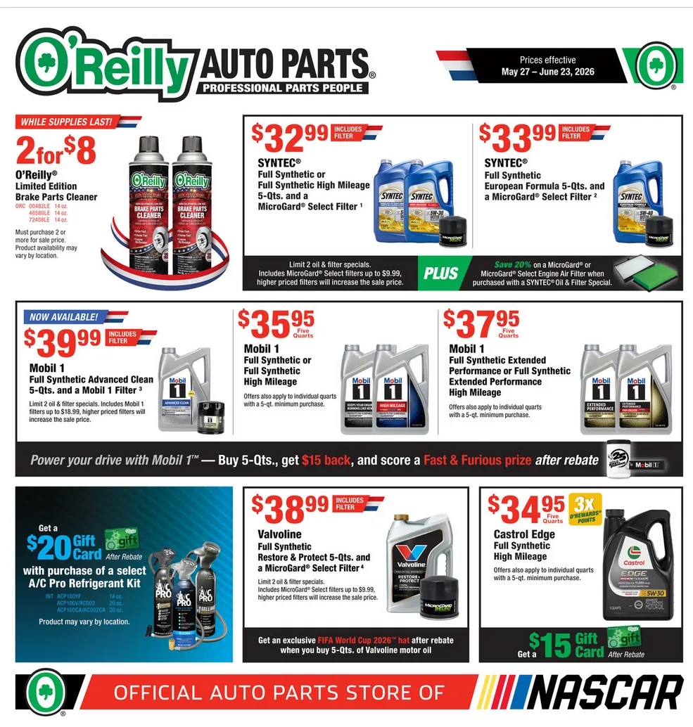 Weekly ad O'Reilly Auto Parts Sales from May 27 to June 3 2026 - Page 1