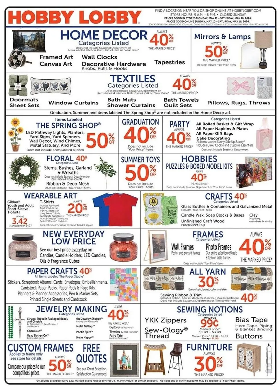 Weekly ad Hobby Lobby Sales from May 10 to May 16 2026 - Page 1