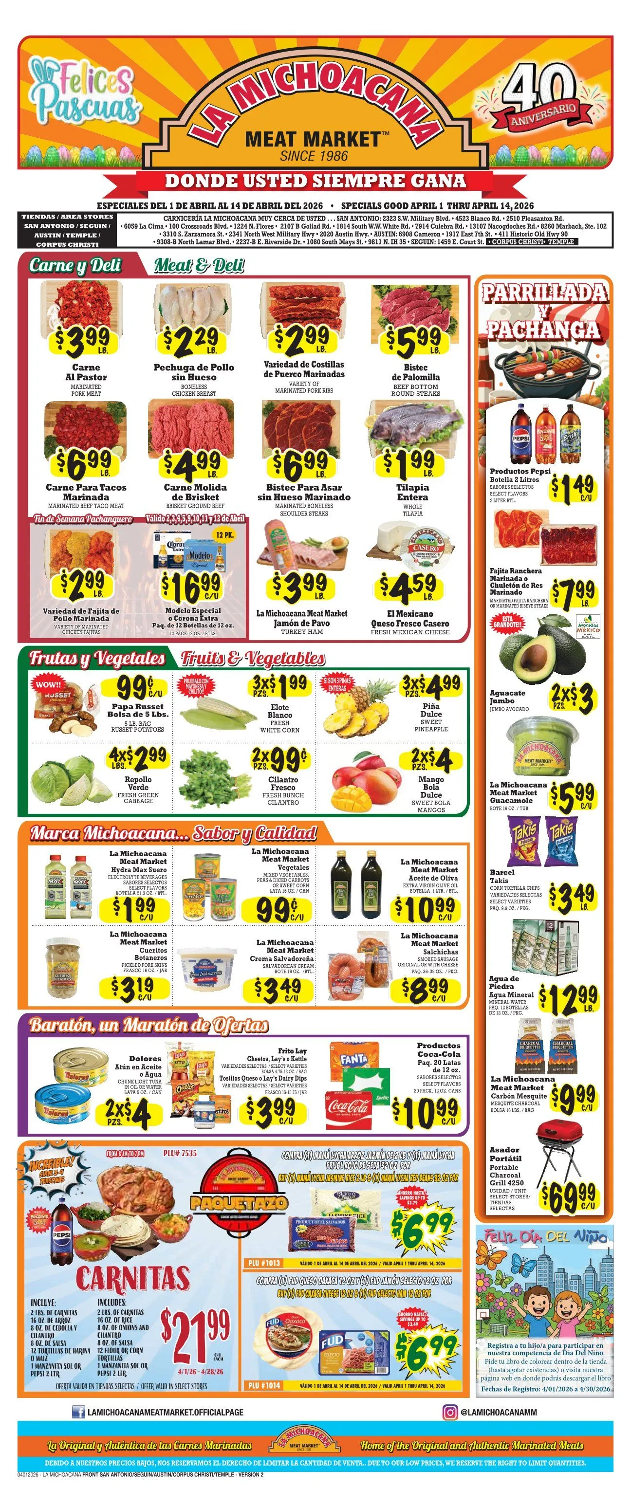 Weekly ad La Michoacana Meat Market Sales from April 1 to April 14 2026 - Page 