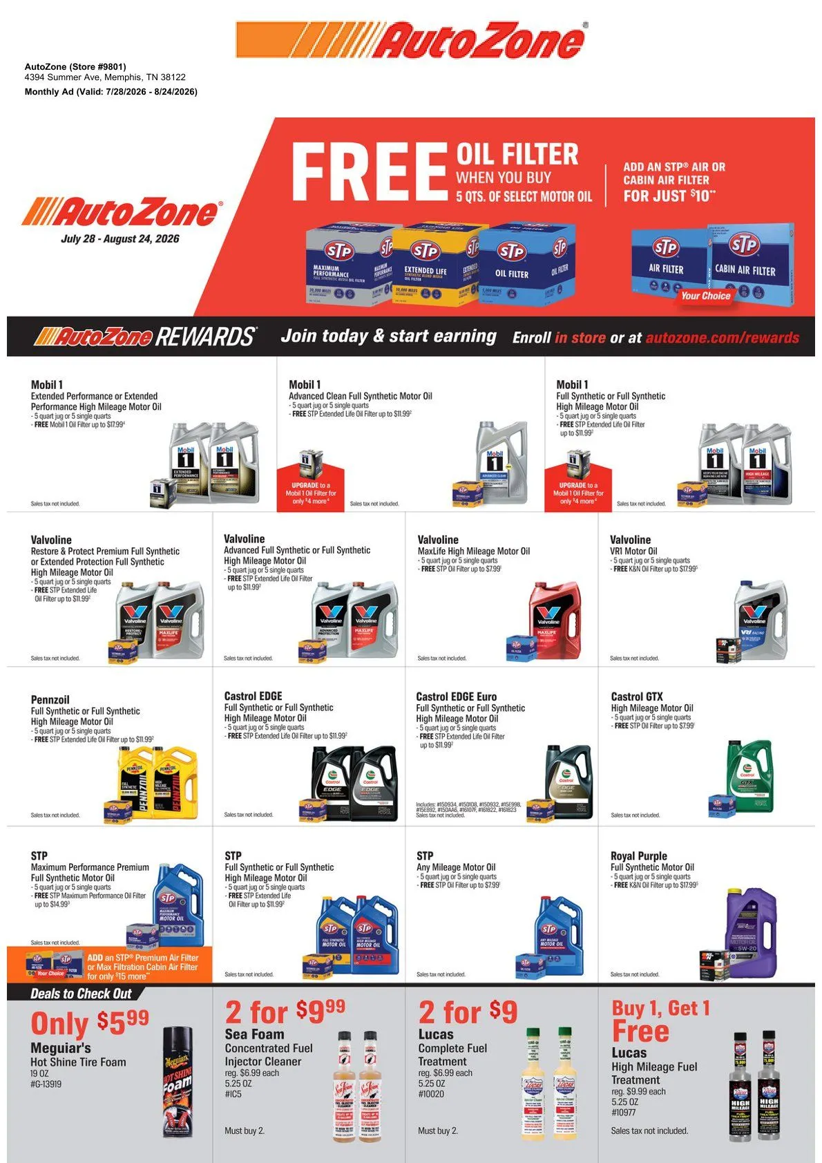 Weekly ad Autozone Sales from July 28 to August 24 2026 - Page 