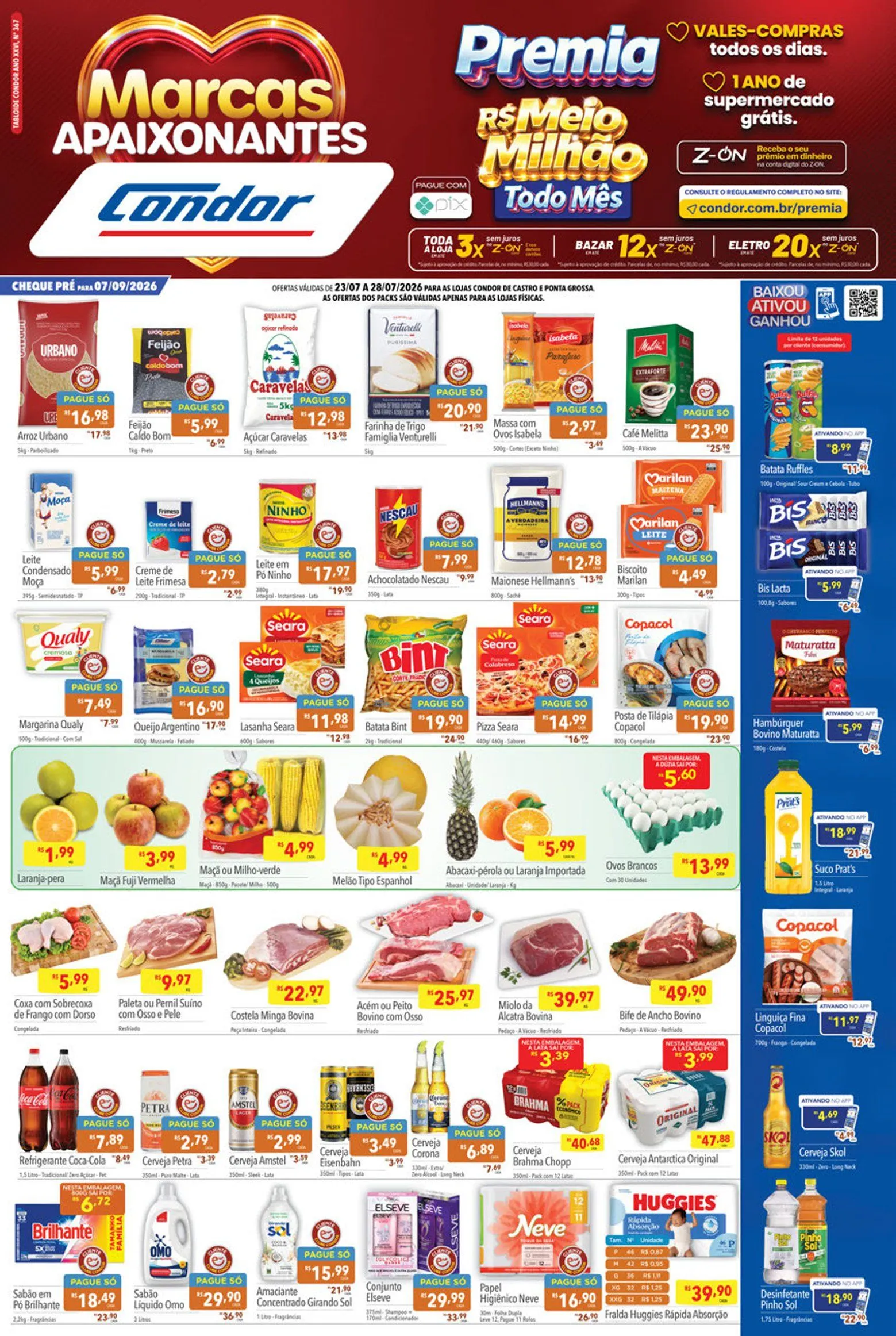 Encarte de Folhetos Supermercados Condor 23 de julho até 28 de julho 2026 - Pagina 