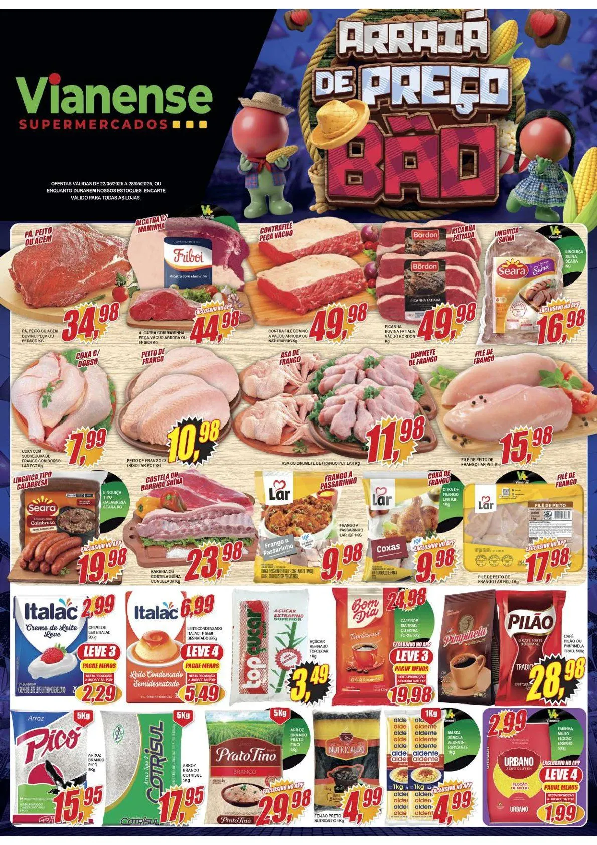 Encarte de Folhetos Vianense Supermercados  22 de maio até 28 de maio 2026 - Pagina 1