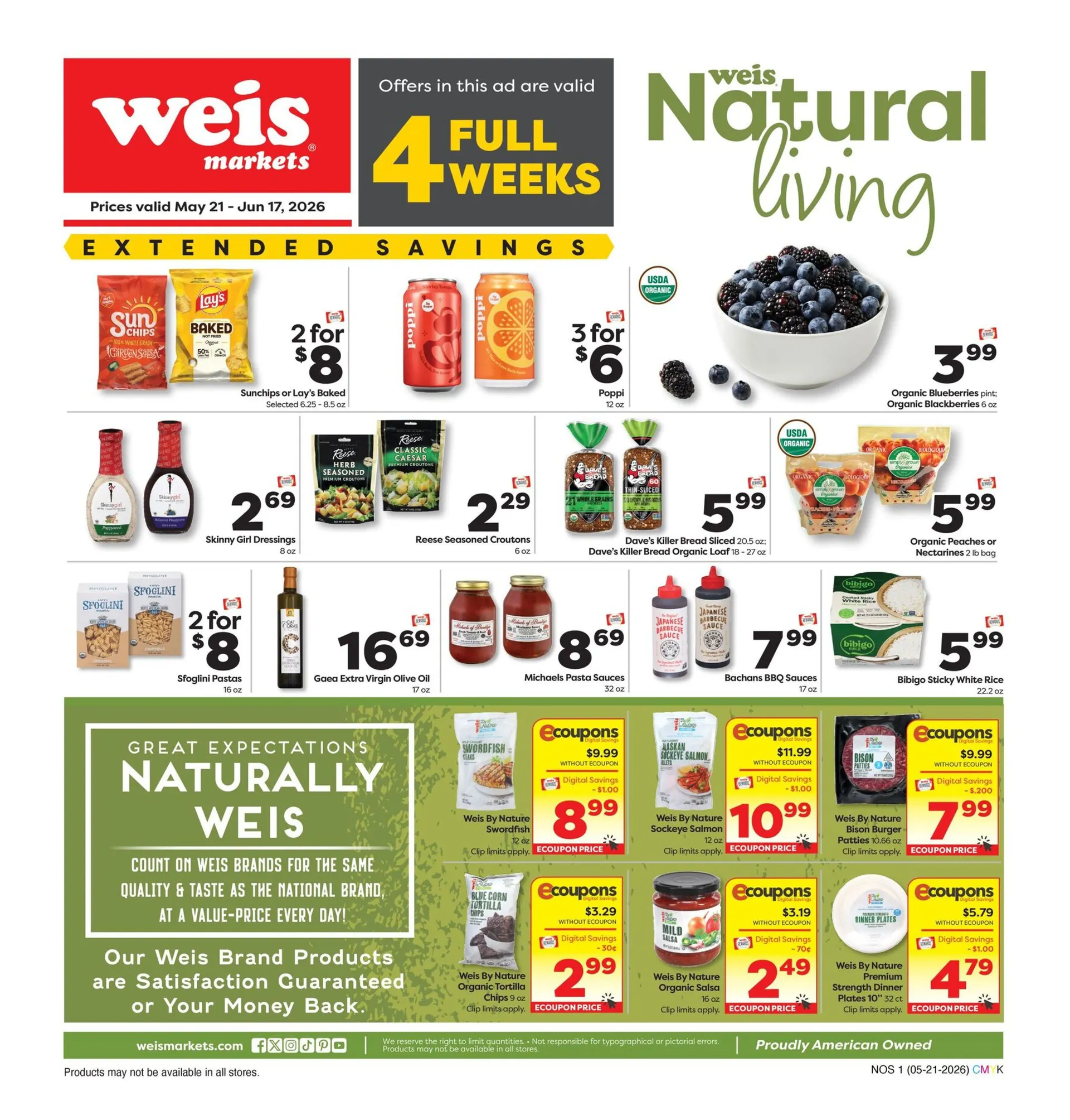 Weekly promotion Weis Sales spanning from May 21 to June 17 2026 - Page 1 for Catalogue 365