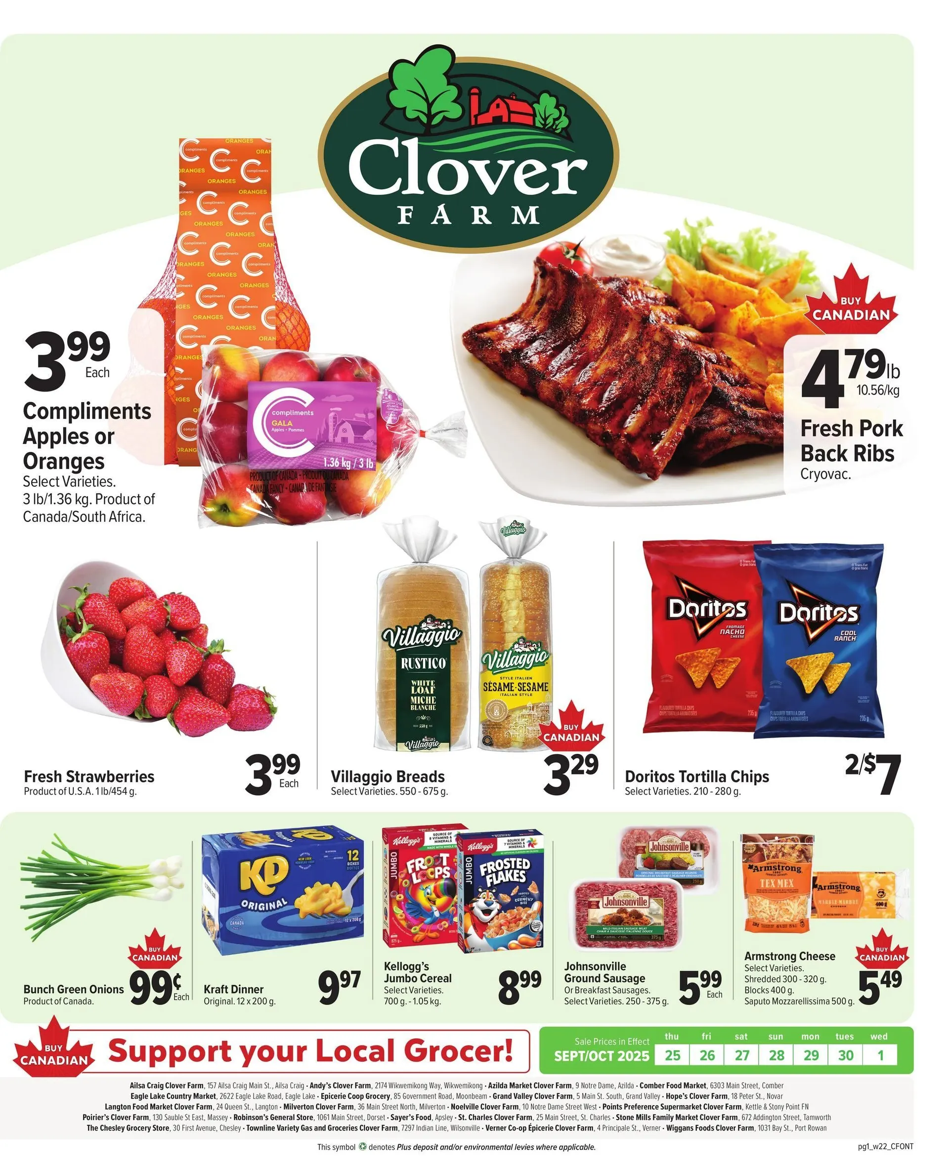 Clover Farm Sales from September 25 to October 1 2025 - flyer page 