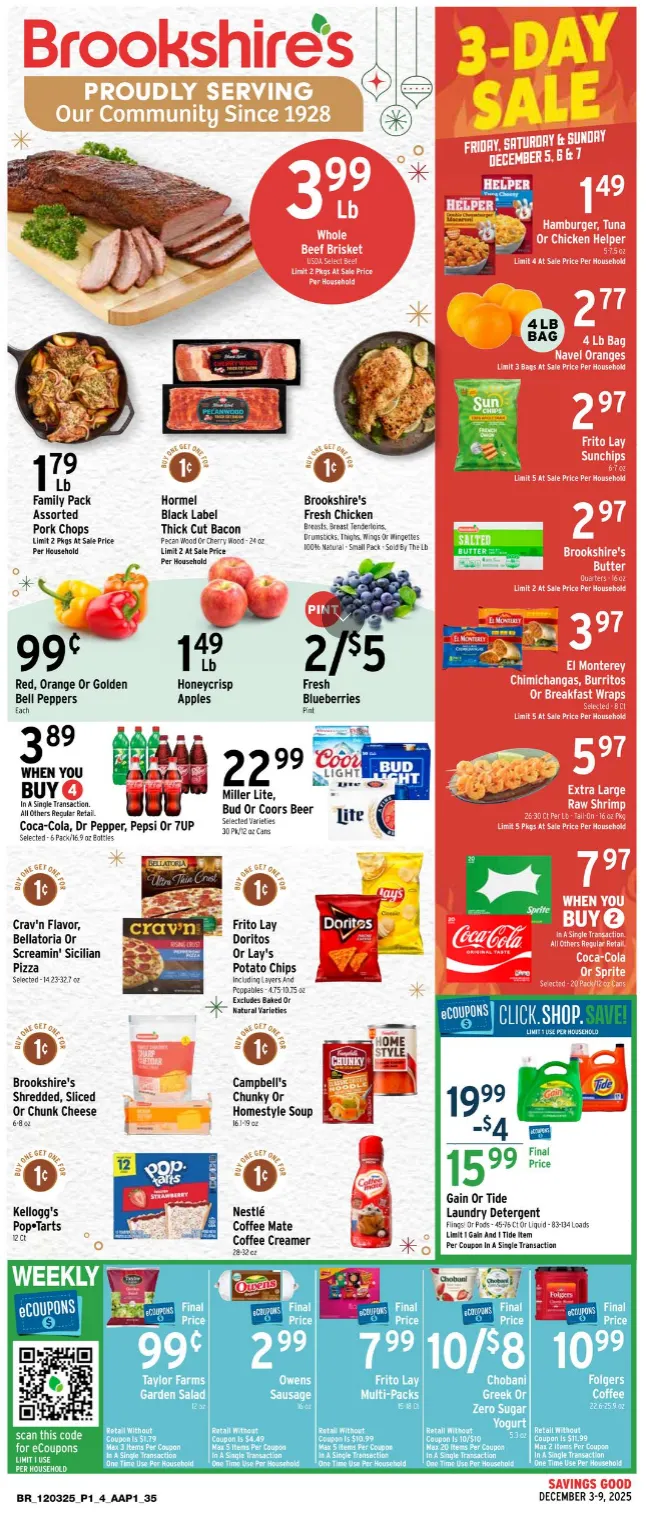 Weekly ad Brookshires Saales from December 3 to December 9 2025 - Page 