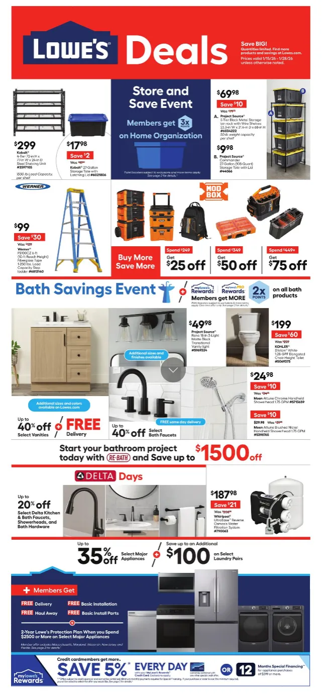 Weekly ad Lowe's Sales from January 15 to January 28 2026 - Page 1