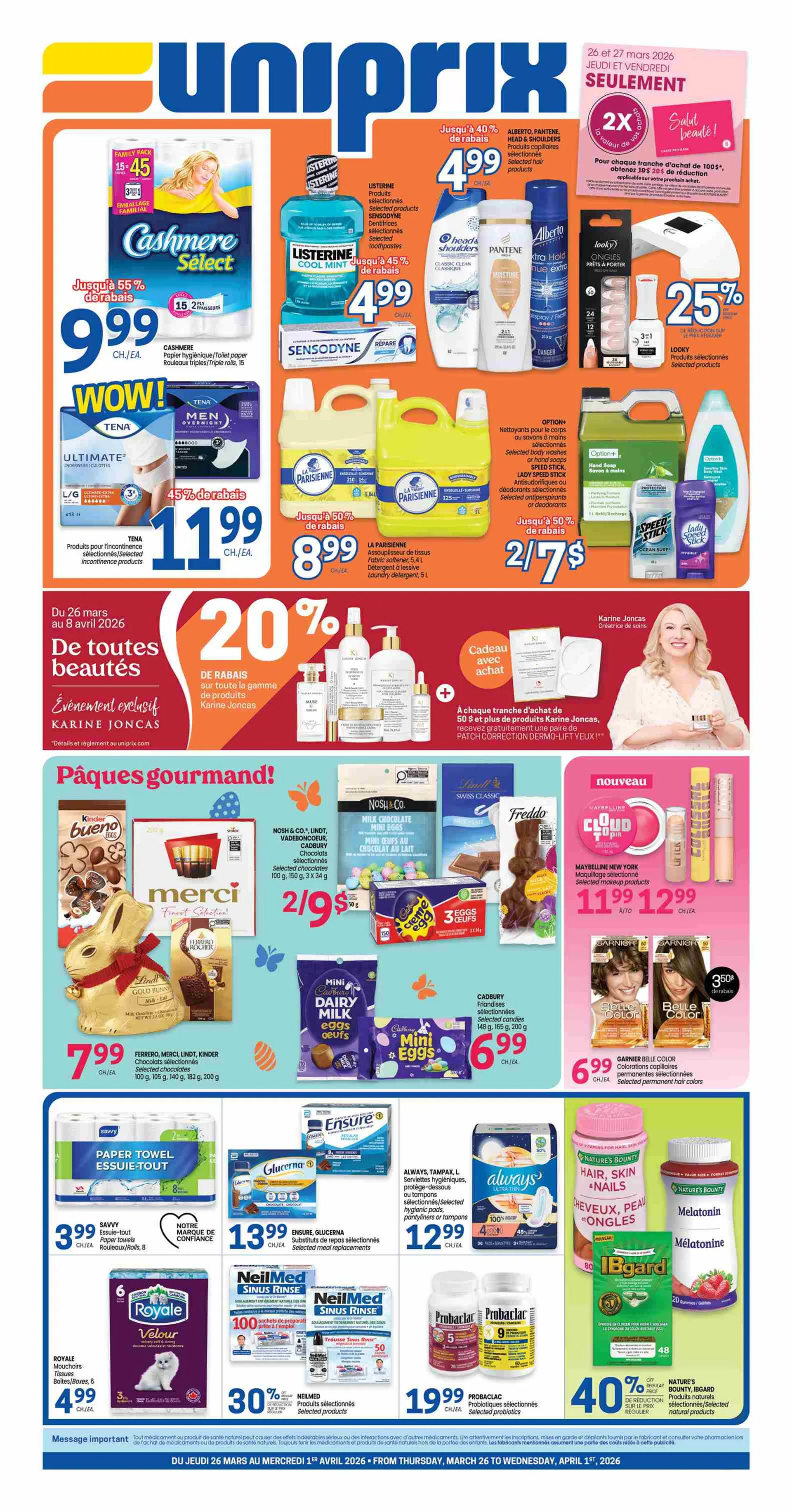 Uniprix Sales from March 26 to April 1 2026 - flyer page 1