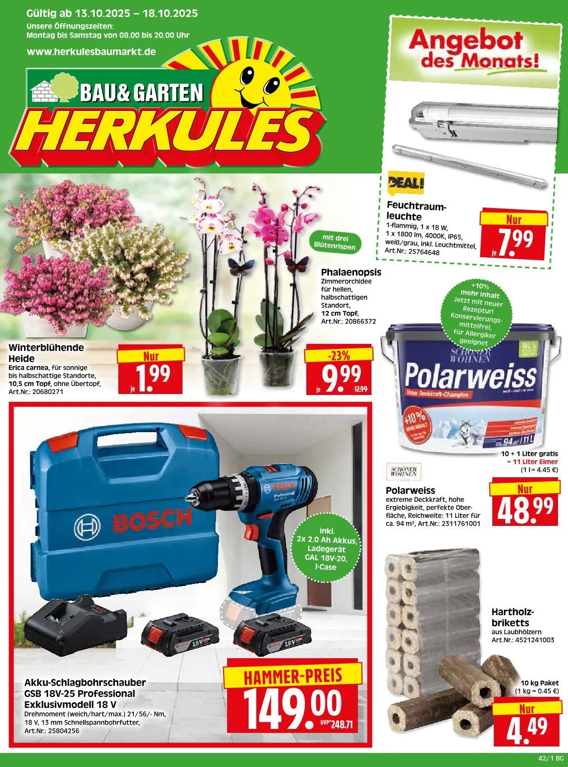 Herkules Baumarkt Prospekte von 13. Oktober bis 18. Oktober 2025 - Prospekt seite 1