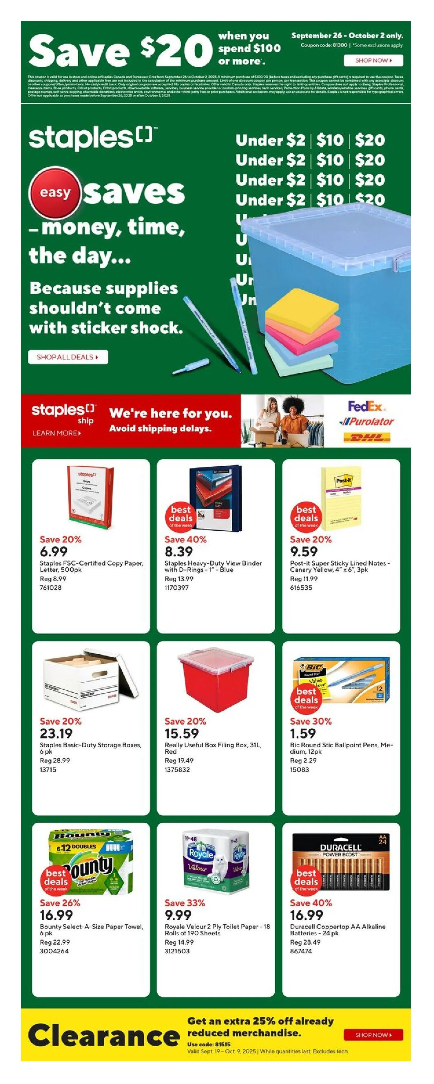 Staples Sales from September 26 to October 2 2025 - flyer page 1