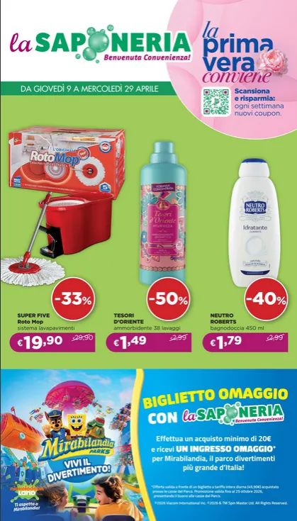 Volantini La Saponeria da 9 aprile a 29 aprile di 2026 - Pagina del volantino 1