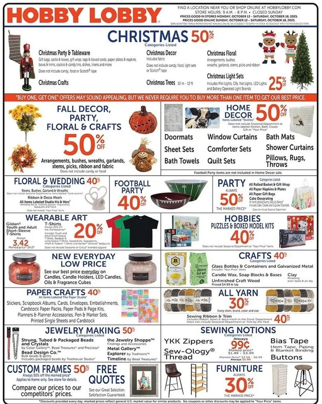 Weekly ad Hobby Lobby Sales from October 12 to October 18 2025 - Page 1