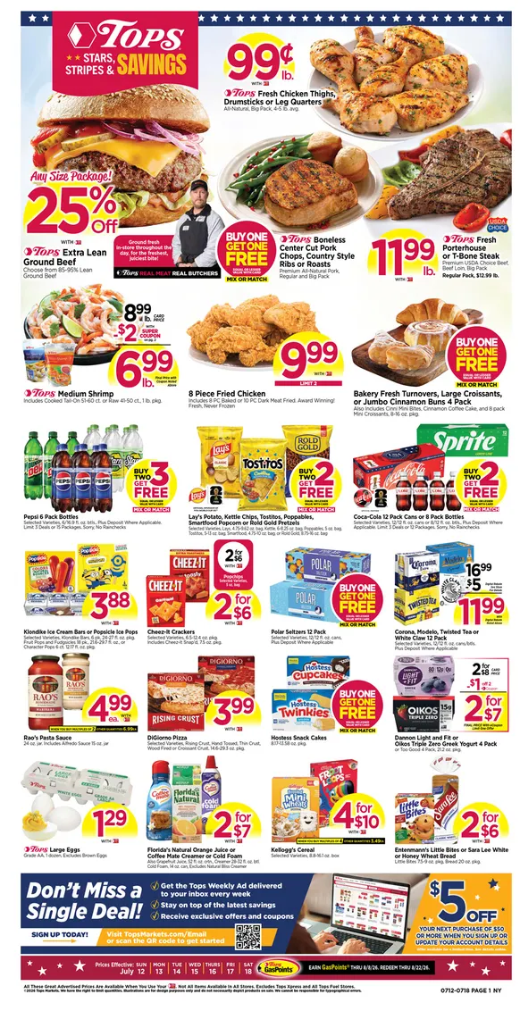 Weekly ad Tops Friendly Markets Sales from July 12 to July 18 2026 - Page 