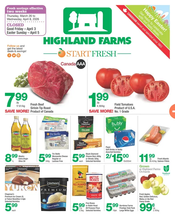 Highland Farms Sales from March 26 to April 8 2026 - flyer page
