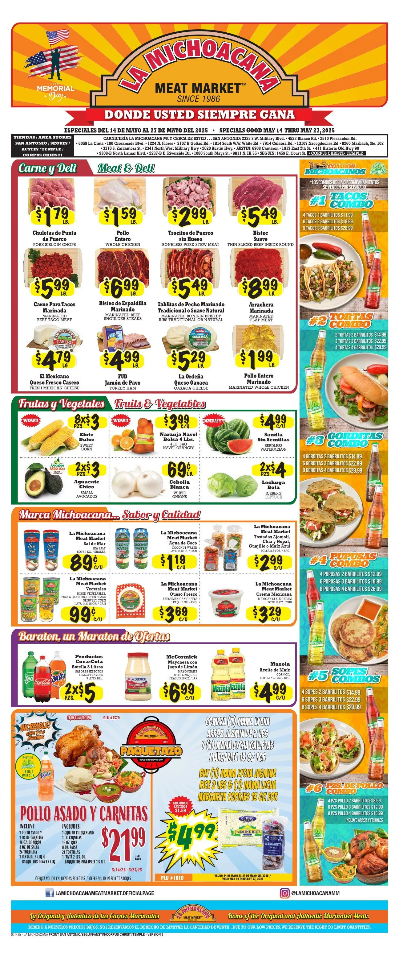 Weekly ad La Michoacana Meat Market Deals from May 15 to May 27 2025 - Page 