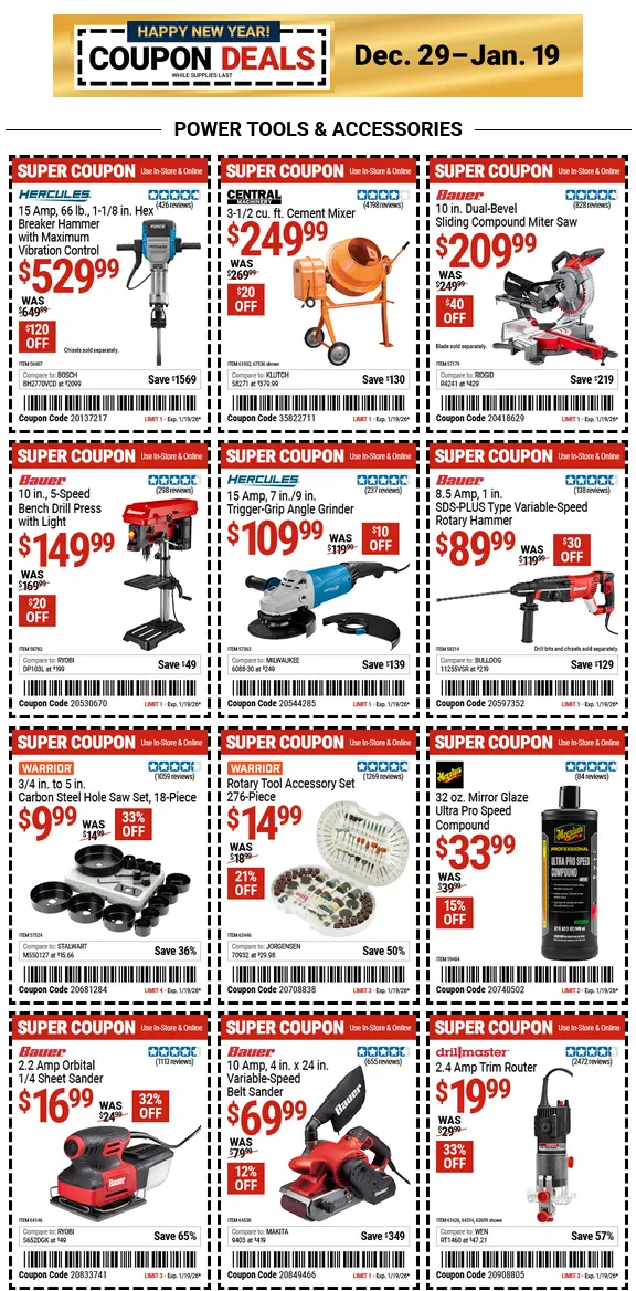 Harbor Freight Sales - December 29 January 19 2026