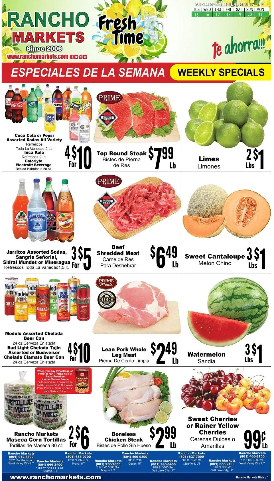 Weekly ad Rancho Markets Sales from July 15 to July 21 2025 - Page 1