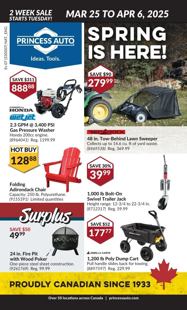 Princess Auto Sales from March 25 to April 6 2025 - flyer page 1