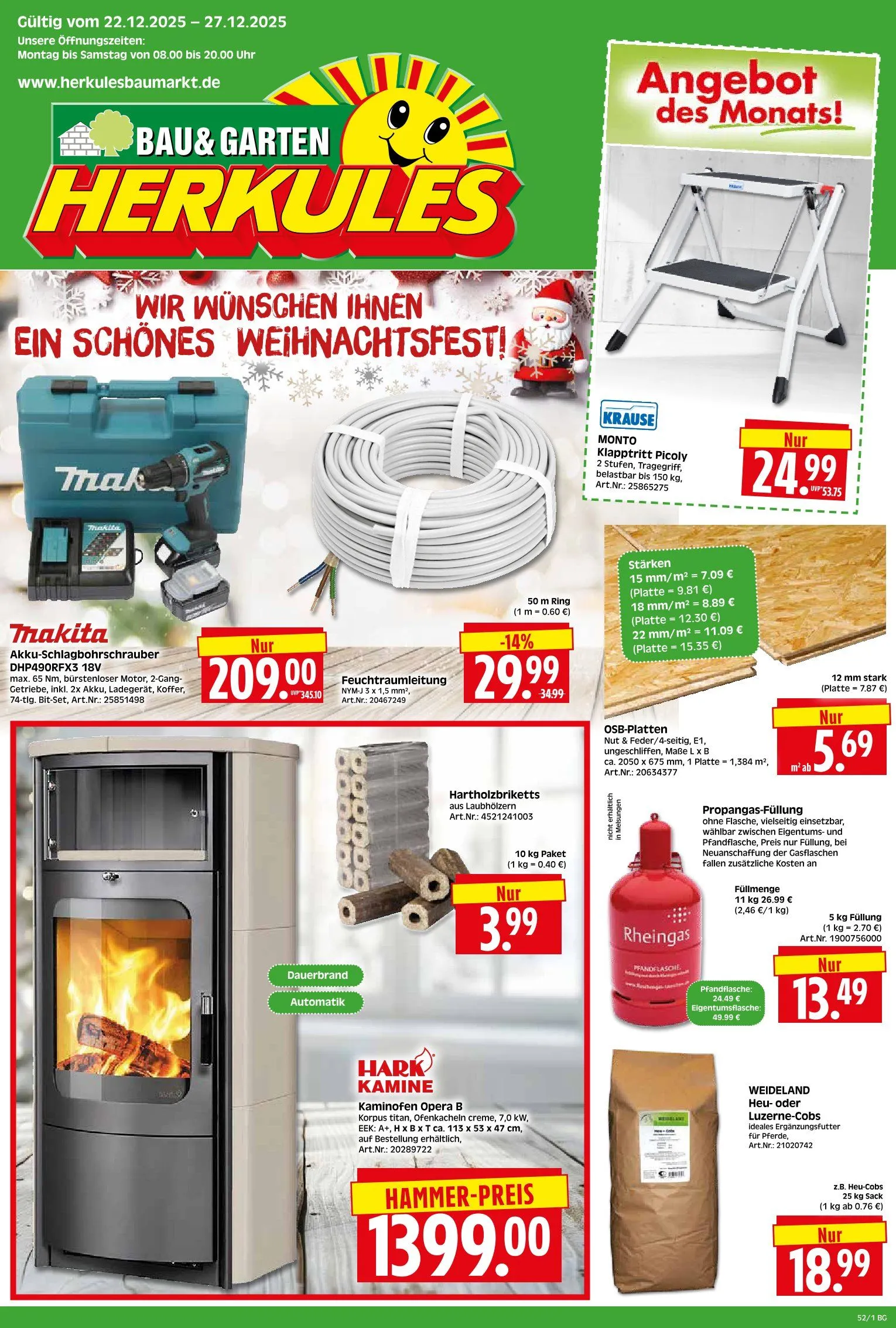 Herkules Baumarkt Angebote von 22. Dezember bis 27. Dezember 2025 - Prospekt seite 1