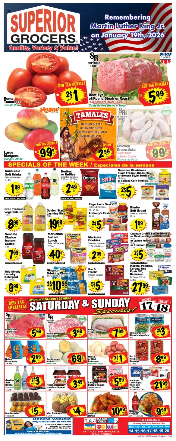 Weekly ad Superior Grocers Sales from January 14 to January 20 2026 - Page 1