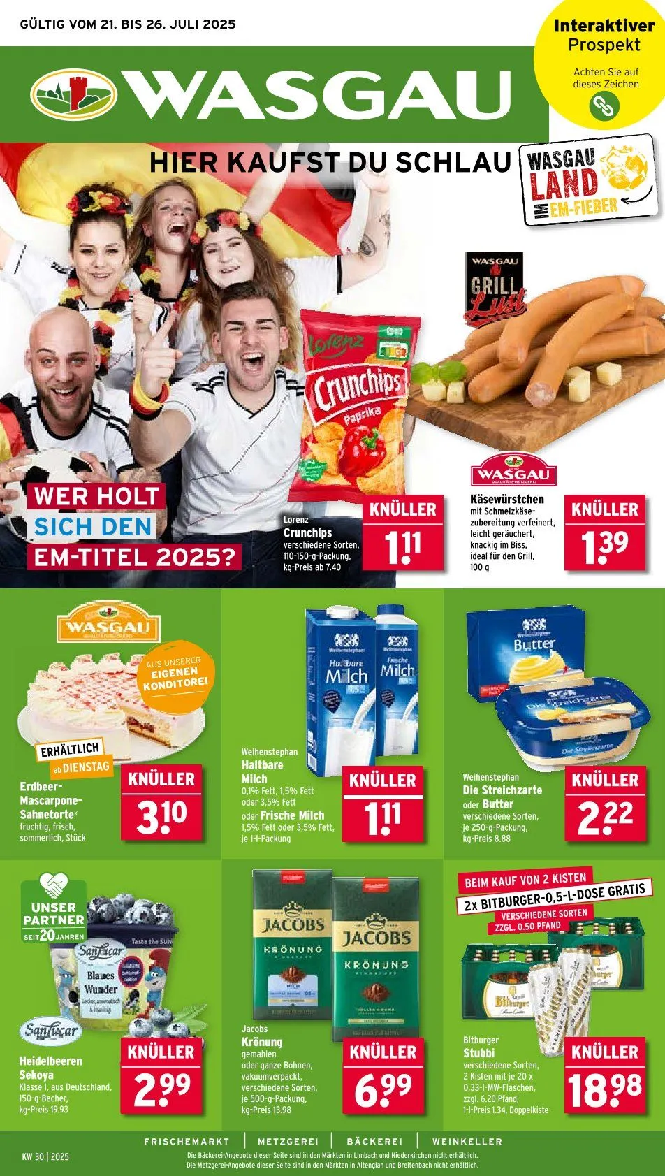 Wasgau Prospekte von 21. Juli bis 26. Juli 2025 - Prospekt seite 1