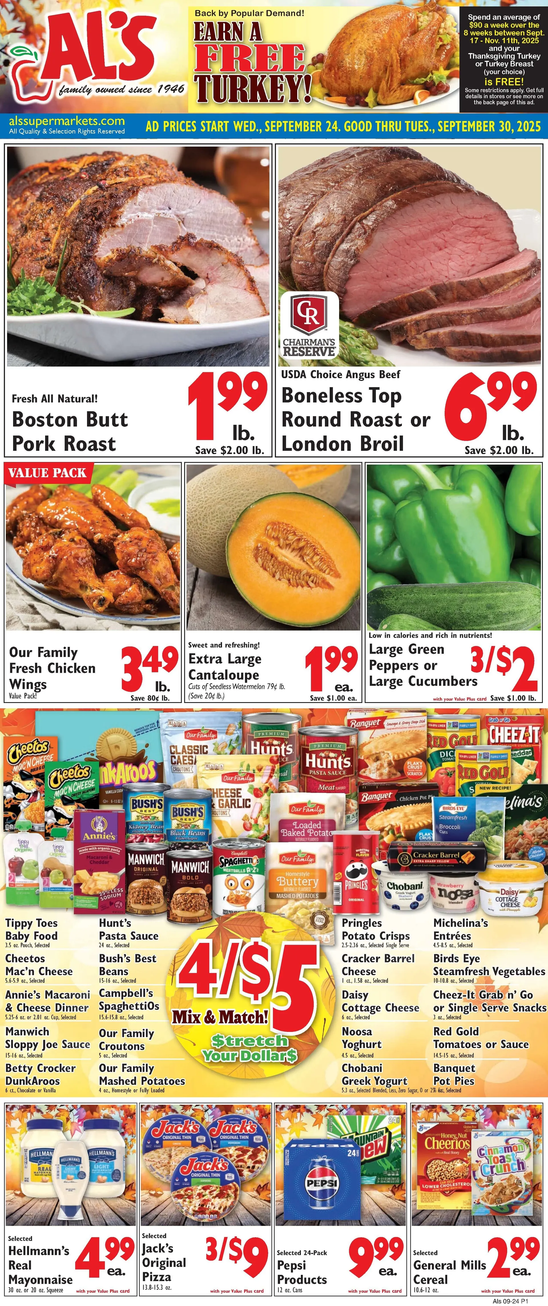 Weekly ad  Al's Supermarket Sales from September 24 to September 30 2025 - Page 1
