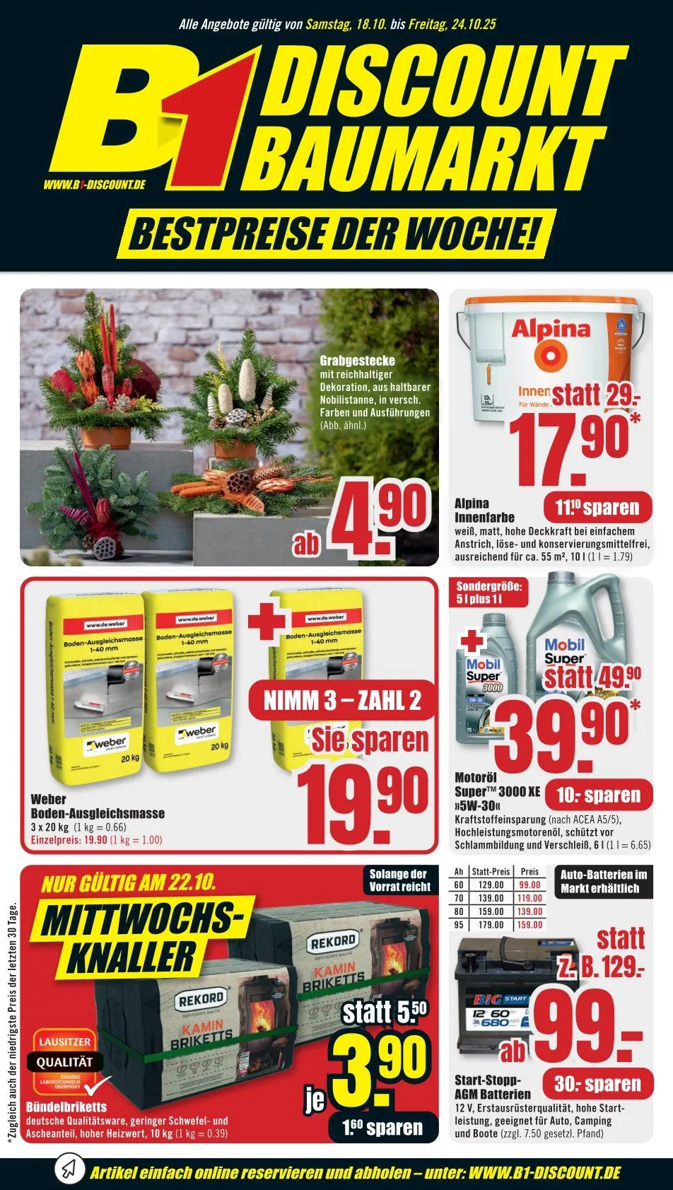 Prospekt B1 Discount Baumarkt  von 18. Oktober bis 24. Oktober 2025 - Prospekt seite 1