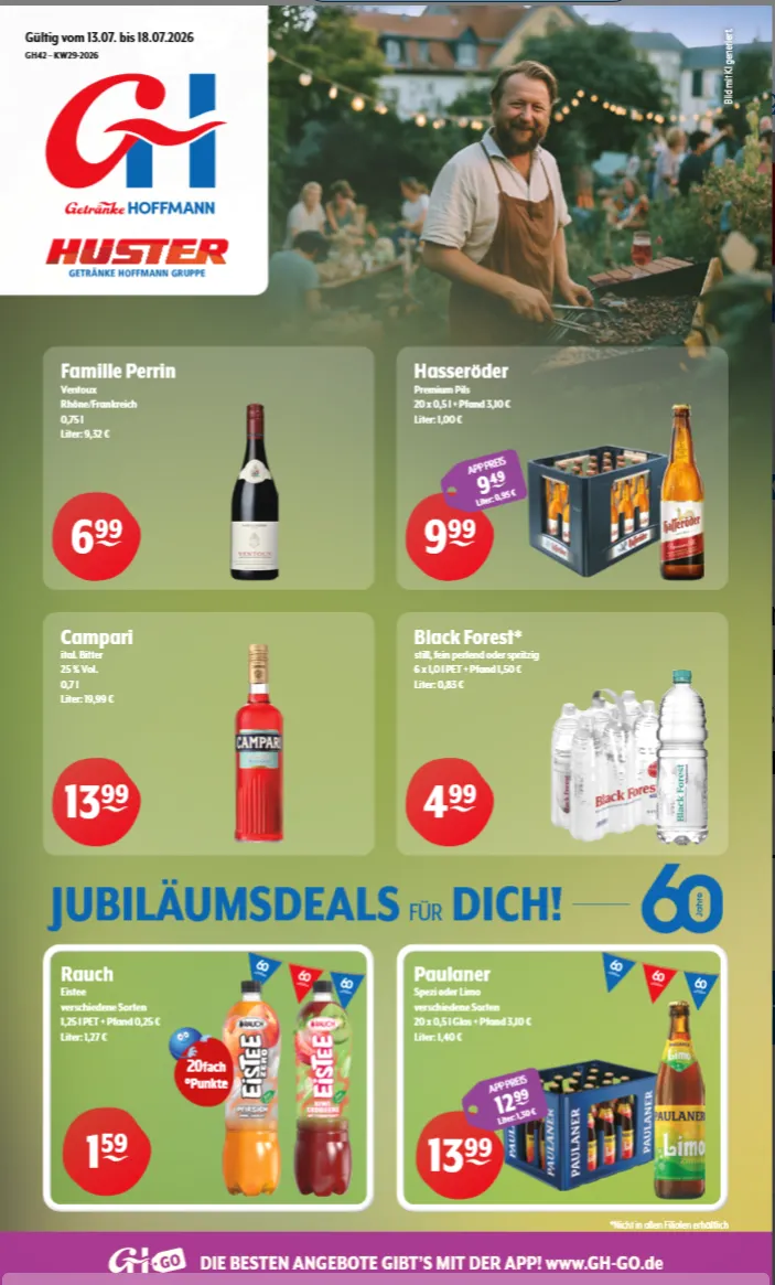 Getränke Huster Angebote von 13. Juli bis 18. Juli 2026 - Prospekt seite 1