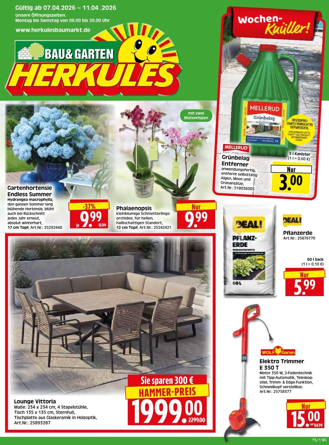  Herkules Baumarkt Angebote von 7. April bis 11. April 2026 - Prospekt seite 1