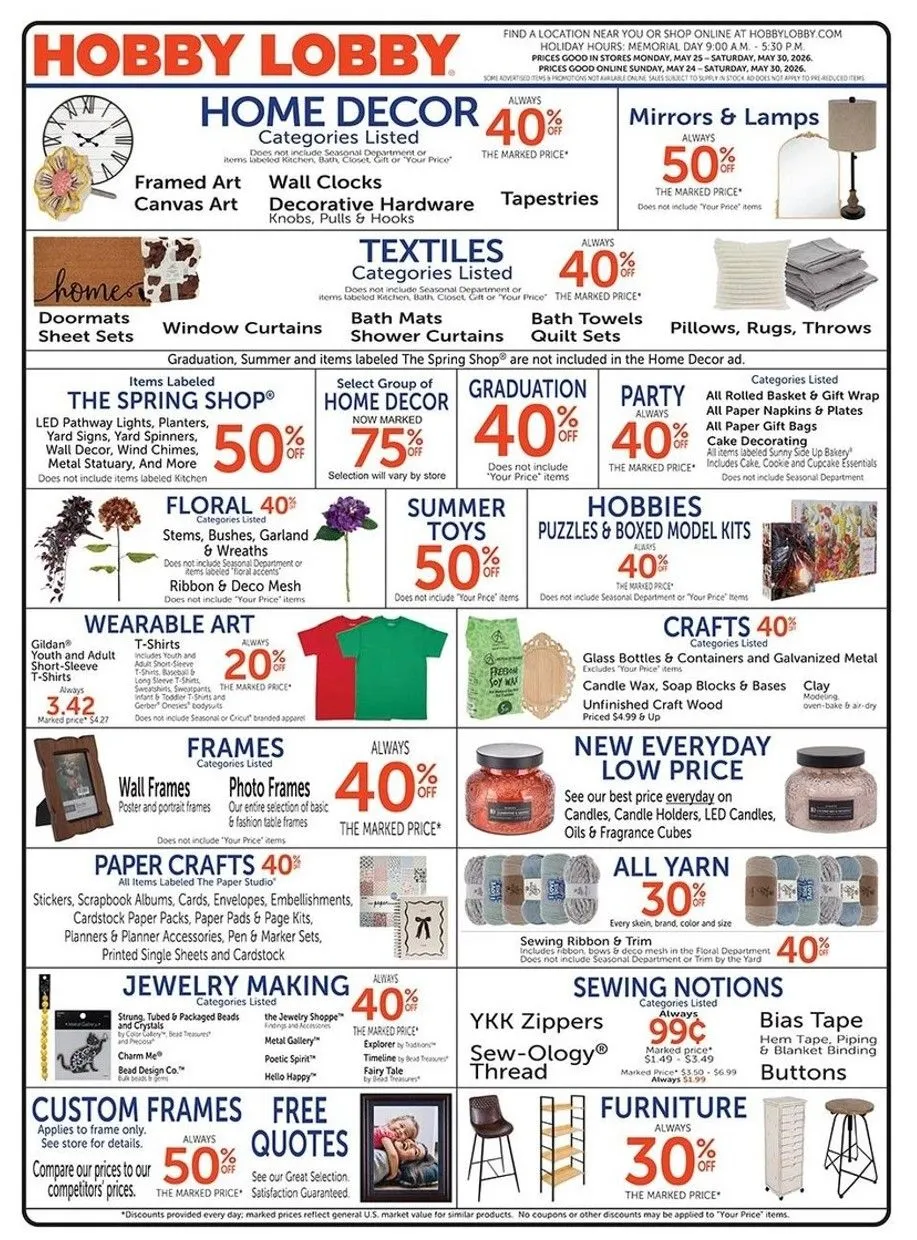 Weekly ad Hobby Lobby Sales from May 26 to May 30 2026 - Page