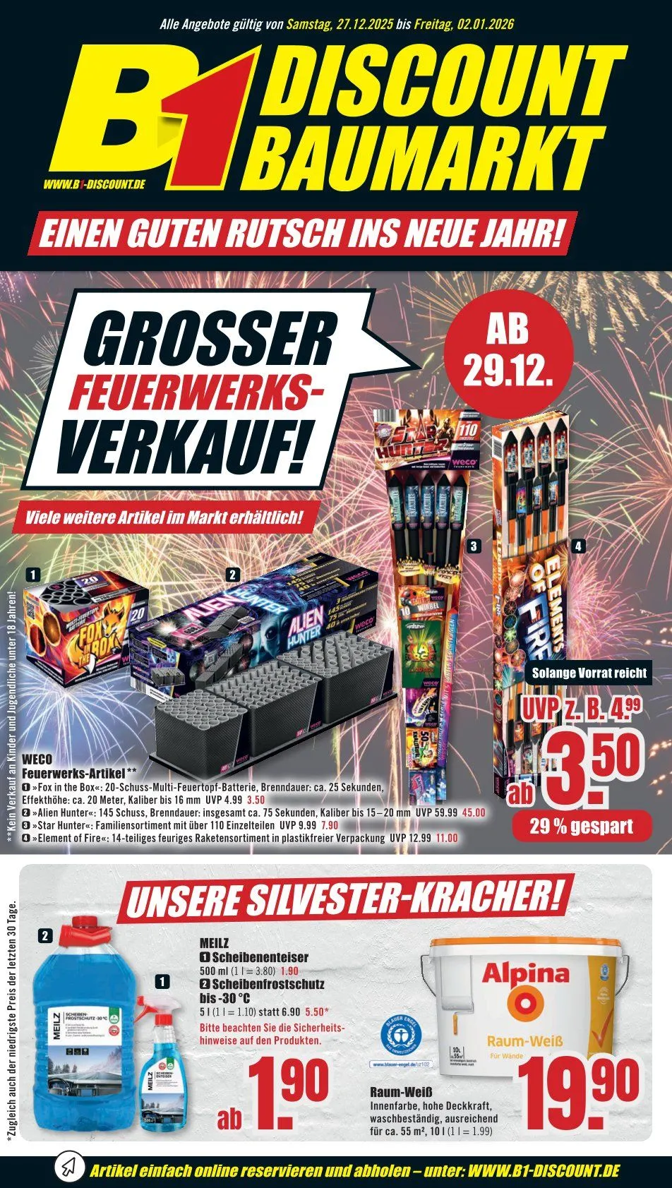 B1 Discount Baumarkt von 27. Dezember bis 2. Januar 2026 - Prospekt seite 1