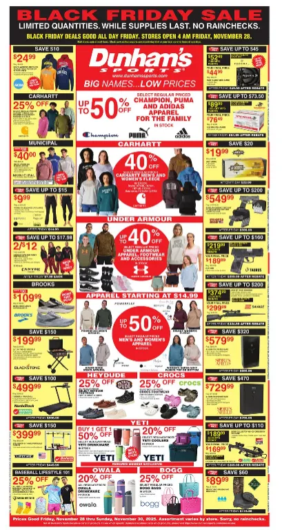 Weekly ad Dunham's Sports Sales from November 28 to November 30 2025 - Page 1