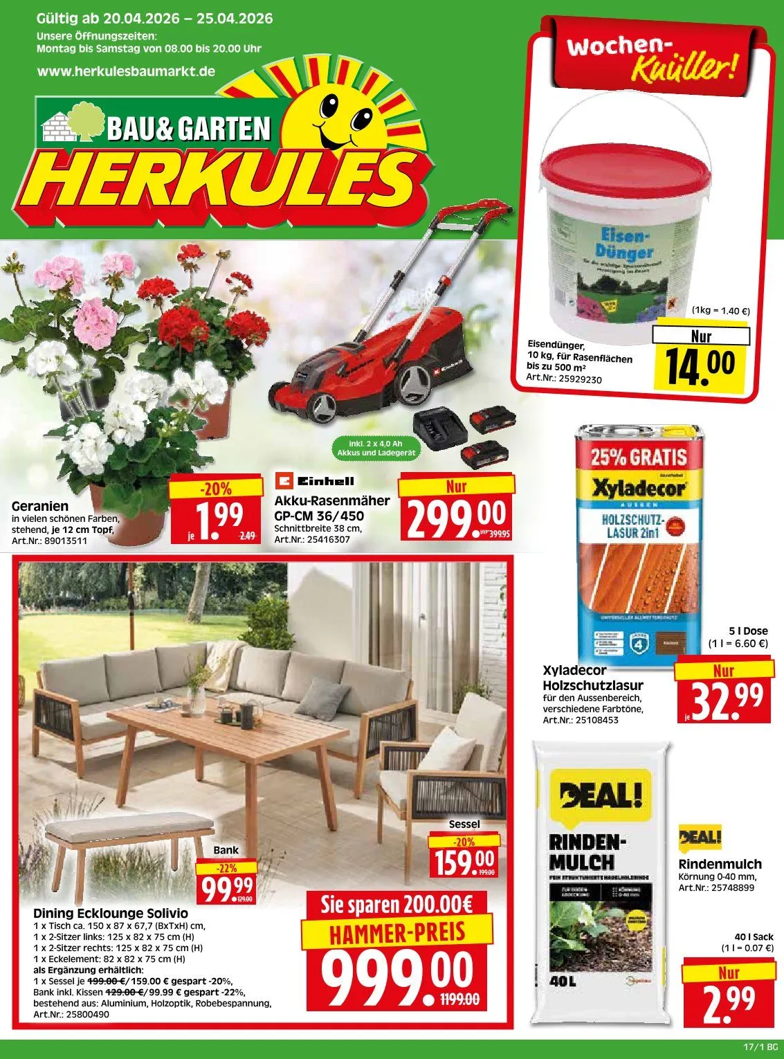  Herkules Baumarkt von 20. April bis 25. April 2026 - Prospekt seite 