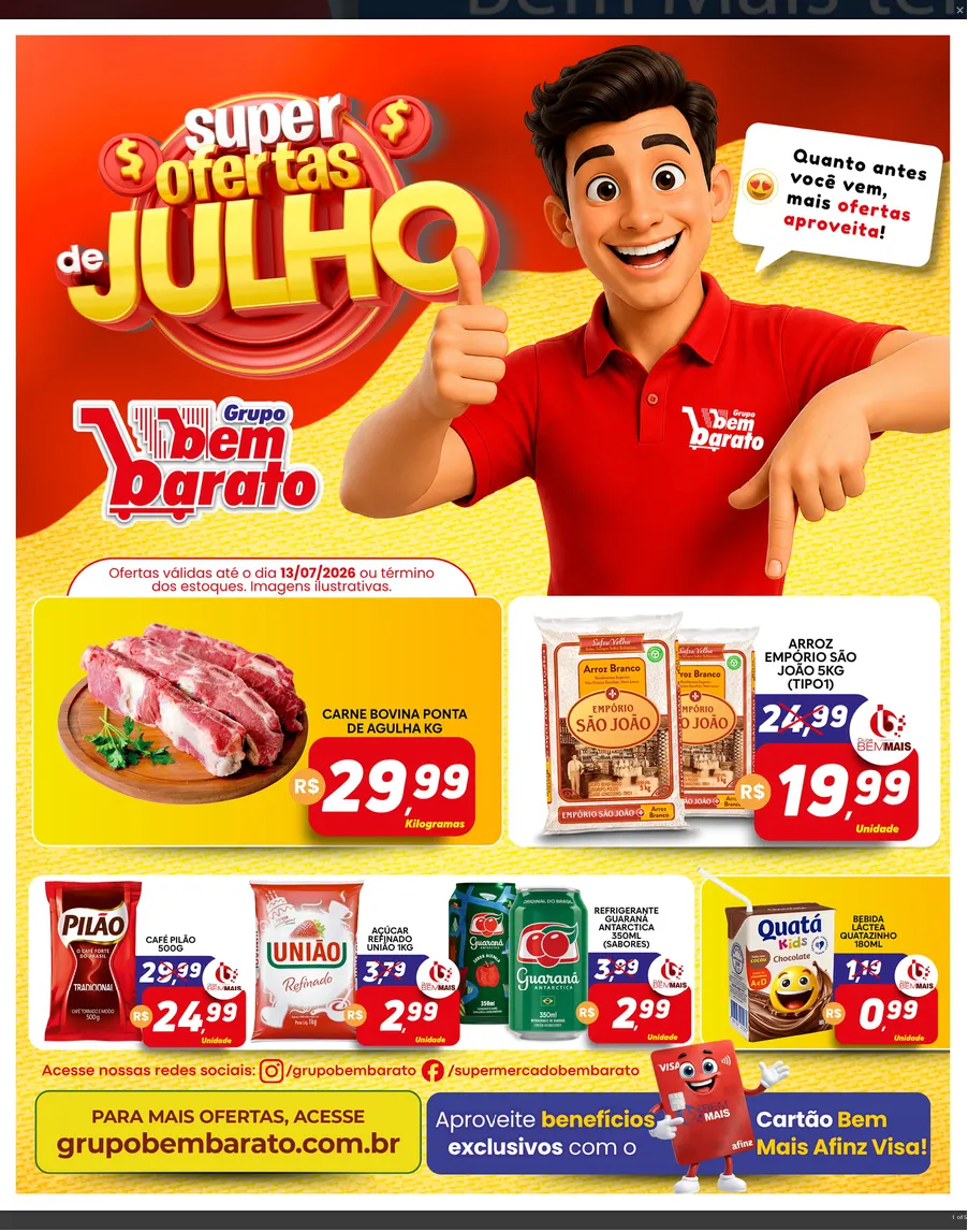 Encarte de Folhetos Bem Barato 7 de julho até 13 de julho 2026 - Pagina 1