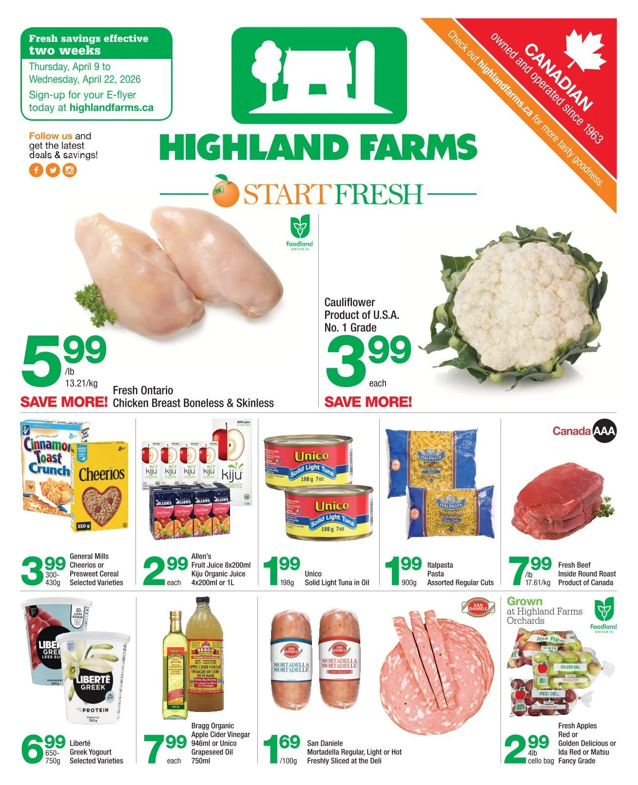 Highland Farms from April 9 to April 22 2026 - flyer page 1