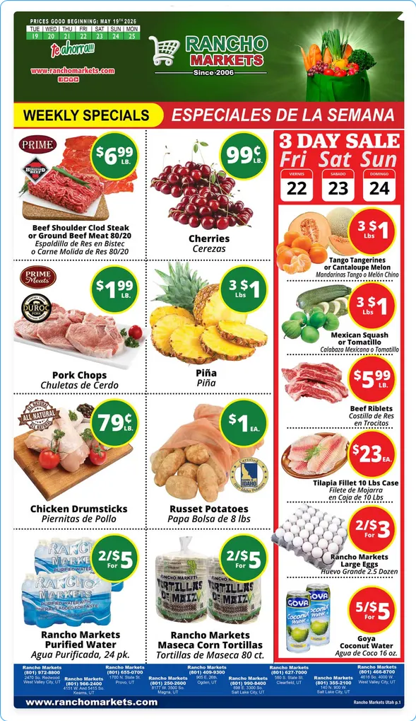 Weekly ad Rancho Markets Sales from May 19 to May 25 2026 - Page 1