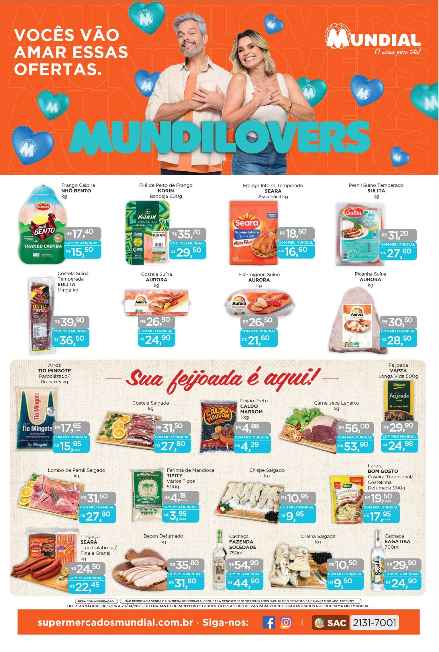 Encarte de Folhetos Supermercados Mundial 17 de abril até 29 de abril 2026 - Pagina 1