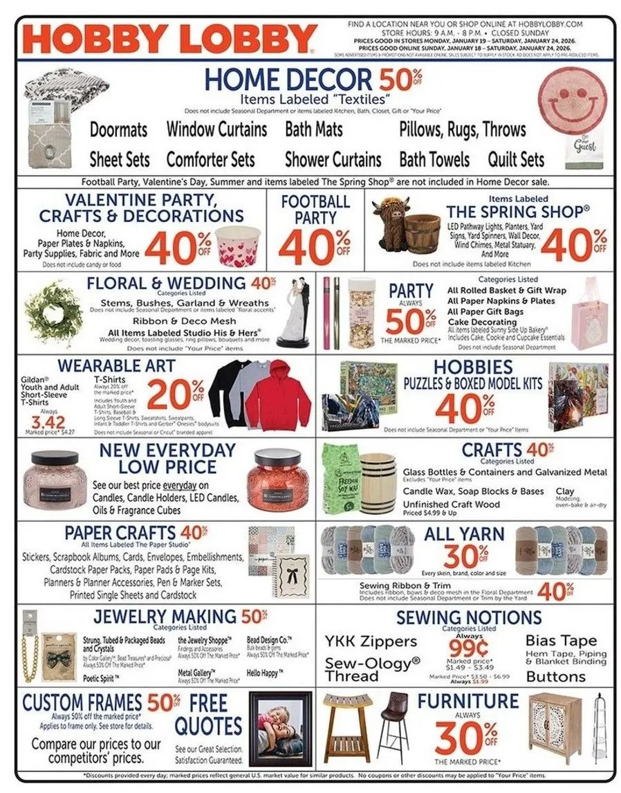 Hobby Lobby Sales - January 19 January 24 2026